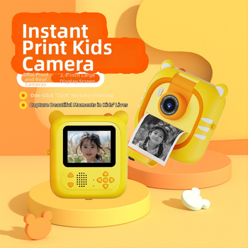 D2 Polaroid Laste Digitaalne Kaamera Pöörleva Objektiiviga ja Fotode Prindiga Mini | 48 MP sensor | 2.4" IPS-ekraan | TF-kaart | ABS-korpus | 1300 mAh aku