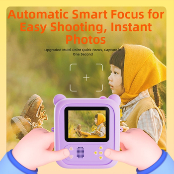 D2 Polaroid Laste Digitaalne Kaamera Pöörleva Objektiiviga ja Fotode Prindiga Mini | 48 MP sensor | 2.4" IPS-ekraan | TF-kaart | ABS-korpus | 1300 mAh aku