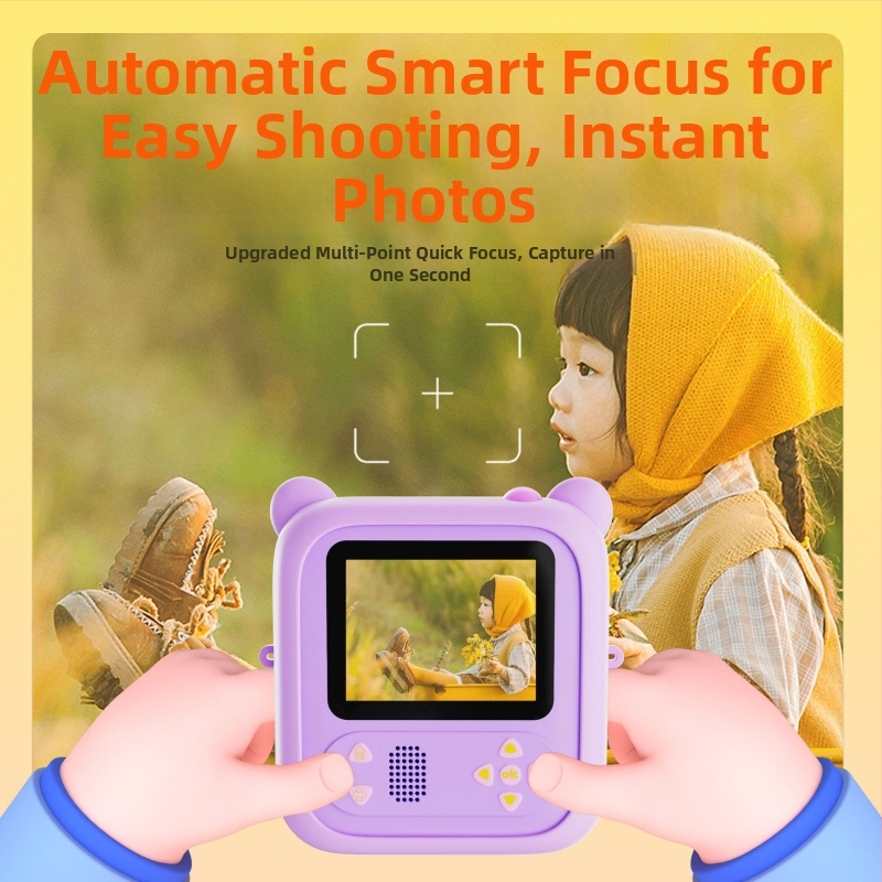 D2 Polaroid Laste Digitaalne Kaamera Pöörleva Objektiiviga ja Fotode Prindiga Mini | 48 MP sensor | 2.4" IPS-ekraan | TF-kaart | ABS-korpus | 1300 mAh aku