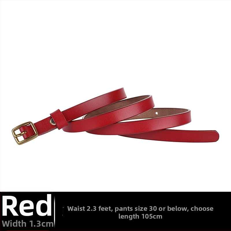 Sieviešu ādas josta – retro stils, plāna, divslāņu govs āda, sprādze no sakaļķa, japāņu aizvērums