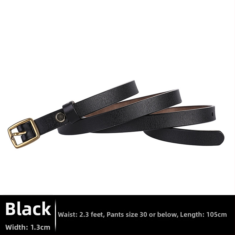 Sieviešu ādas josta – retro stils, plāna, divslāņu govs āda, sprādze no sakaļķa, japāņu aizvērums