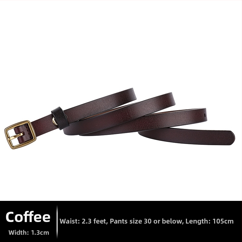 Sieviešu ādas josta – retro stils, plāna, divslāņu govs āda, sprādze no sakaļķa, japāņu aizvērums