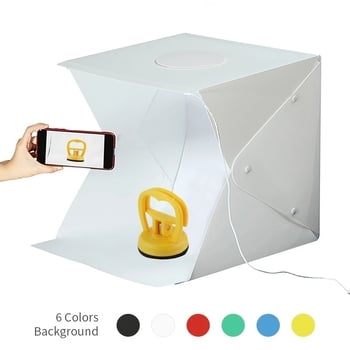 Mini studijos LED šviesos dėžė fotografavimui, nešiojama sulankstoma šviesos dėžė, švelnus apšvietimas, su saugojimo krepšiu