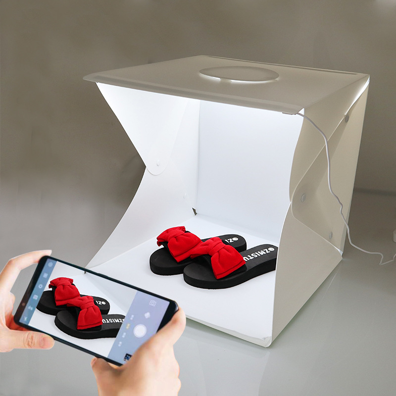 Mini studijos LED šviesos dėžė fotografavimui, nešiojama sulankstoma šviesos dėžė, švelnus apšvietimas, su saugojimo krepšiu