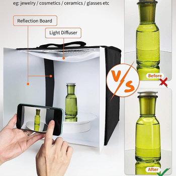 TULIYA Mini Studija su žiedine šviesa, poliesterio medžiaga, be ekrano, su parduotuvės trim garantijomis