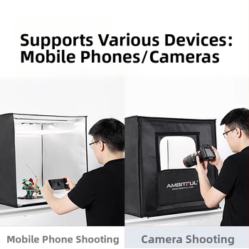 Kompakti studijos LED fotografavimo šviesos dėžė su softboxu, modelis 40/60/80; skirta asmeninei fotografijai; atspindinti medžiaga
