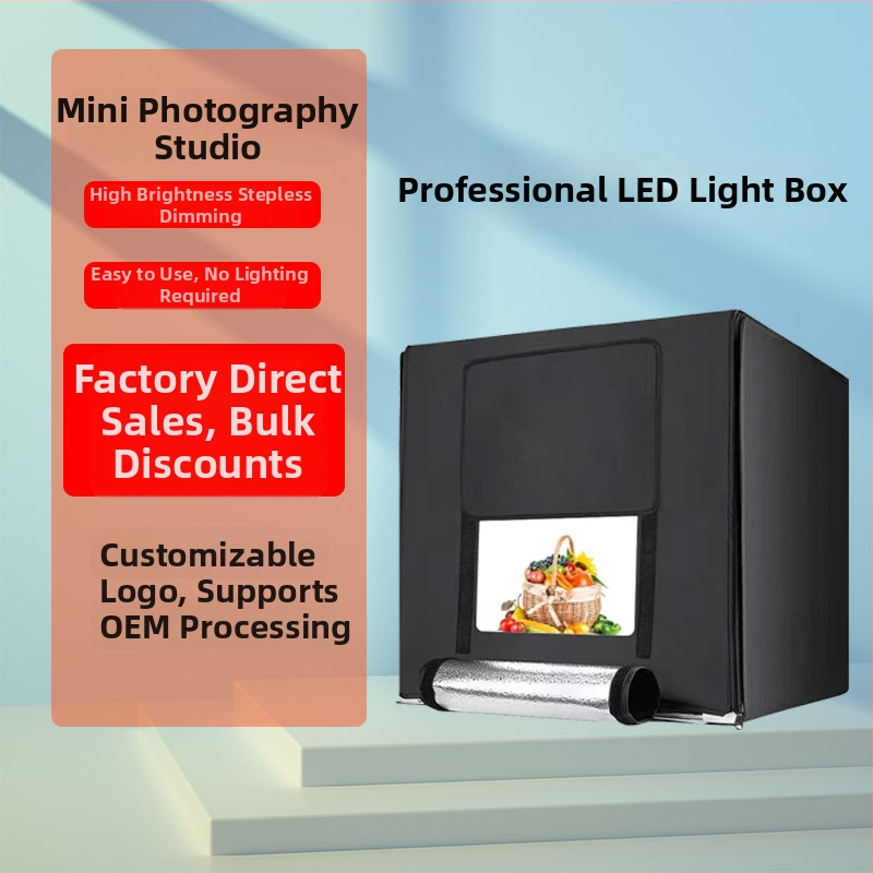 Kompakti studijos LED fotografavimo šviesos dėžė su softboxu, modelis 40/60/80; skirta asmeninei fotografijai; atspindinti medžiaga
