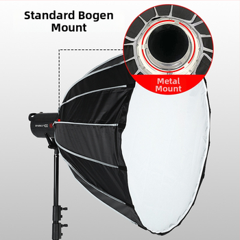 Švelnaus šviesos įrenginys asmeninei fotografijai su groteliniu gaubtu ir atspindinčia medžiaga — Shangwei, 2023