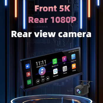 Регистратор за централна конзола със CarPlay и Android Auto, екранна проекция, двойно заснемане отпред и отзад, 2160P видео, 170° зрителен ъгъл