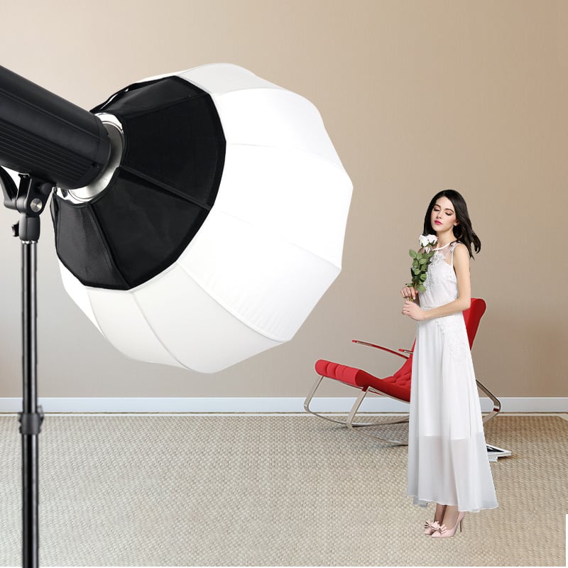 Žibinto gaubtas – lempos priedas, sferinis minkštosios šviesos kamuolys, greitas atleidimas, greitas montavimas, profesionaliai nuotraukoms, medžiaga: minkšta šviesos audinys; modelis: lantern cover