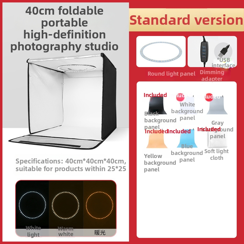 Mini fotostudio - Značka: refutuna; Model: Ring light verzia so dvojfarebnou teplotou; Materiál: polyester + LED panel; Hmotnosť: 2.6 kg; Kód produktu: Syled440 ssd