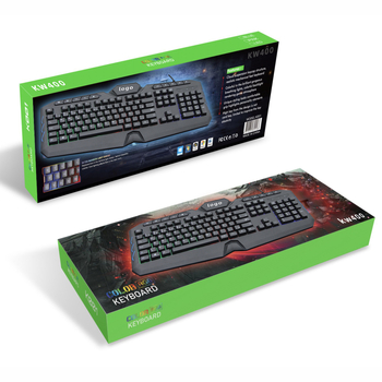 KW400 tastatură de joc cu 114 taste, cablată, suport pentru palmă, iluminare, Crater Architecture