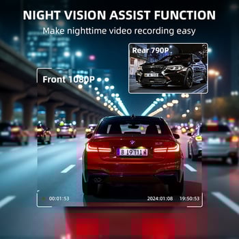 Автомобилен видеорегистратор с Wi-Fi, 1080p, 170° широк ъгъл, циклично записване, TF карта