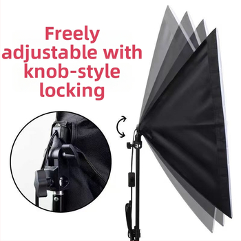 TS 5070 softbox rinkinys fotografijai, audinio konstrukcija, LED grybų formos šviesa, tri spalvų temperatūros ir reguliuojamas ryškumas