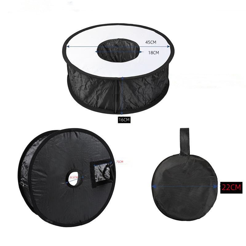 Kružni softbox bez magneta za fotoaparat, gornja montaža, sklopiv, mekano svjetlo