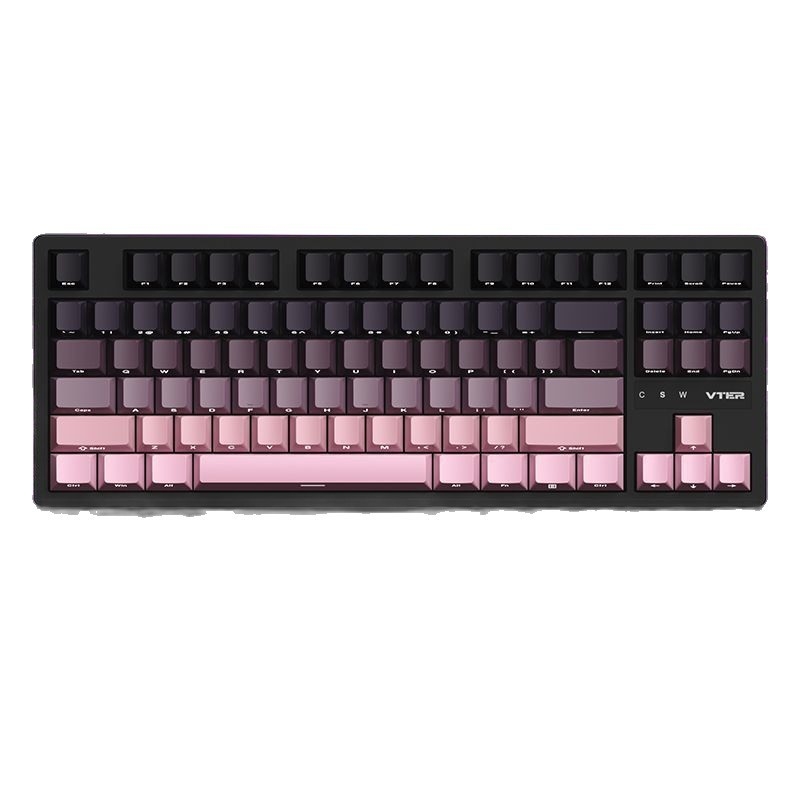 87‑klávesová mechanická klávesnica s káblovým pripojením, RGB podsvietením, PBT keycapy a bočné vygravírované priehľadné gradientné keycapy