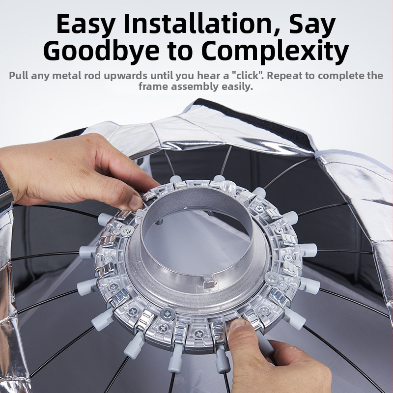 Parabolický mäkký box, model 90, reflexný materiál, hmotnosť 0.4 kg, obsahuje mriežku pre parabolický softbox