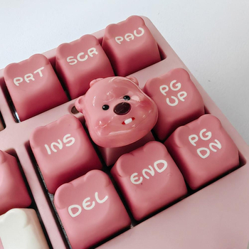 Set capace taste pentru tastatură mecanică Beaver Loopy Ruby, axă încrucișată (stil Cherry MX); compatibilitate universală, axă verde, rezistent la apă, conectare prin cablu.
