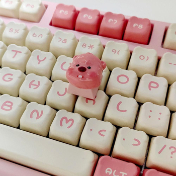 Set capace taste pentru tastatură mecanică Beaver Loopy Ruby, axă încrucișată (stil Cherry MX); compatibilitate universală, axă verde, rezistent la apă, conectare prin cablu.