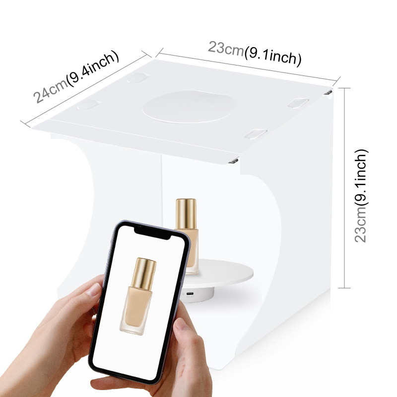 Fotostudijski šator s stolom za still life i električnim rotirajućim postoljem (PU20-150TC-N; Materijal: Plastika; Maksimalna nosivost: 2–5 kg; Težina: 1,5 kg)