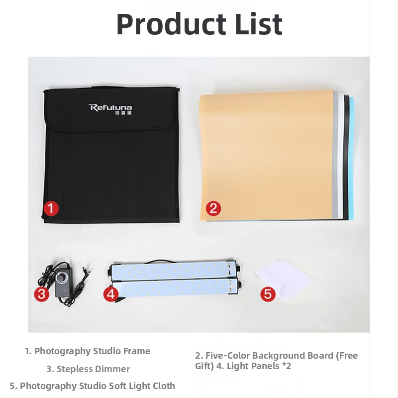 Ruifutu kompaktné LED štúdio svetlo s polyesterom a LED panelom, skladací prenosný softbox na fotografovanie, hmotnosť 5 kg