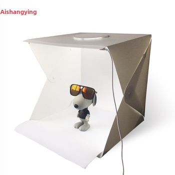 Studio foto mic cu 2 LED, design pliabil portabil, construcție din PVC, țesătură de fundal.