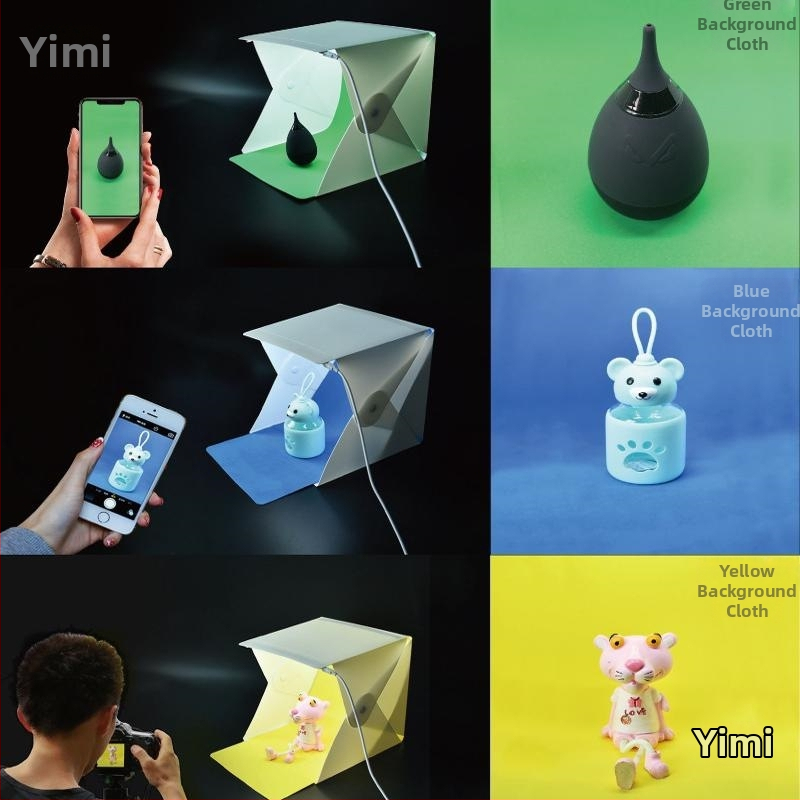 Kompakta fotografēšanas gaismas kaste produktu fotografēšanai, mini studija bez ēnām juvelierizstrādājumiem un mazām figūrām, manuāla darbība.