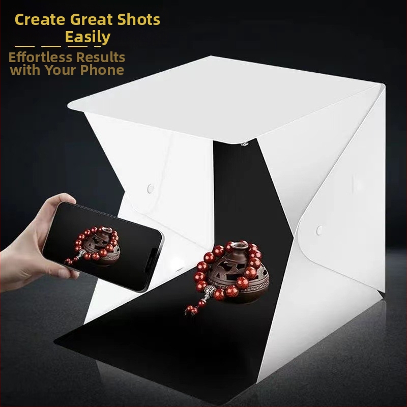 Kompakta fotografēšanas gaismas kaste produktu fotografēšanai, mini studija bez ēnām juvelierizstrādājumiem un mazām figūrām, manuāla darbība.