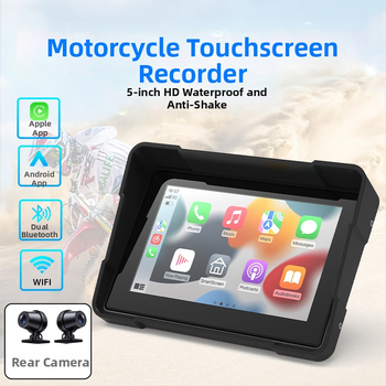 5 collu motociklu CarPlay dash kamera MT01, priekšējā un aizmugurējā ierakstīšana, 170° skata leņķis, 2.0 MP sensors, atmiņa līdz 64 GB