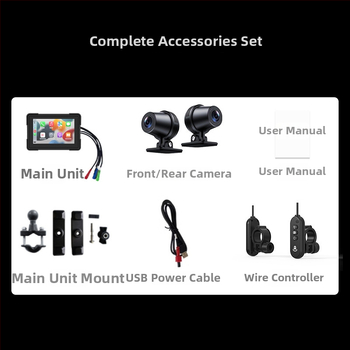 5 collu motociklu CarPlay dash kamera MT01, priekšējā un aizmugurējā ierakstīšana, 170° skata leņķis, 2.0 MP sensors, atmiņa līdz 64 GB