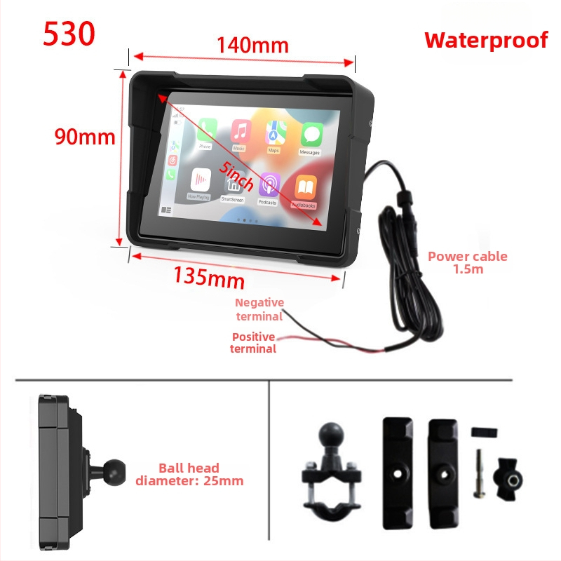 5 collu motociklu CarPlay dash kamera MT01, priekšējā un aizmugurējā ierakstīšana, 170° skata leņķis, 2.0 MP sensors, atmiņa līdz 64 GB