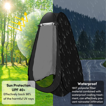 Pārnēsama garderobes telts ārējai fotogrāfijai ar ērtu atvēršanu, bez montāžas; materiāls: 170D poliestera tafte; svars: 2 kg