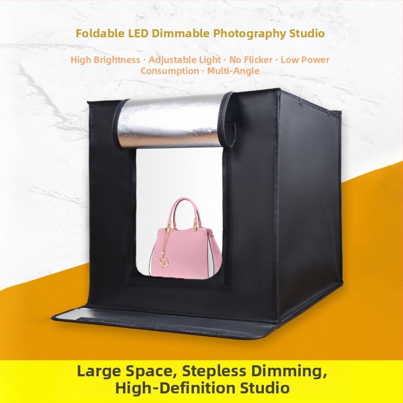 Mini štúdio s skladacím rámom, LED svetlom, PVC pozadím, materiál Oxford látka s hliníkovou fóliou, prenosná taška