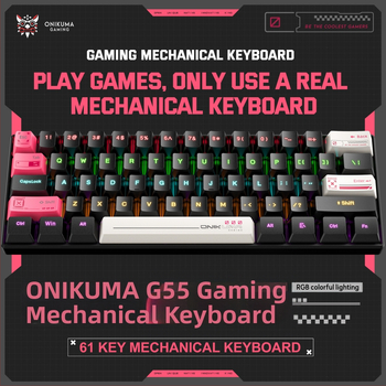 ONIKUMA G55 mechanická klávesnica, 61 kláves, RGB podsvietenie, káblové pripojenie