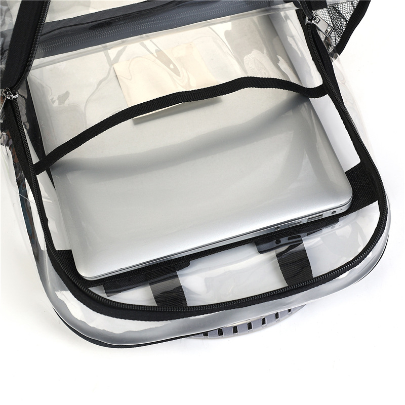 Átlátszó PVC hátizsák iskola számára, 20–35 L, 16 hüvelykes laptop-kompatibilis, vízálló, légpárnás vállpánt