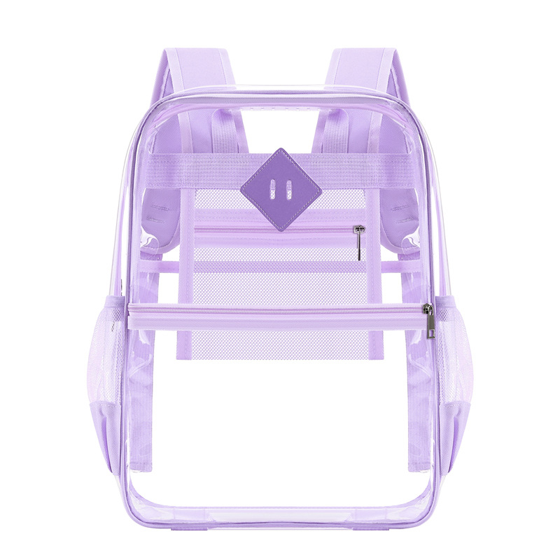 Átlátszó PVC hátizsák iskola számára, 20–35 L, 16 hüvelykes laptop-kompatibilis, vízálló, légpárnás vállpánt