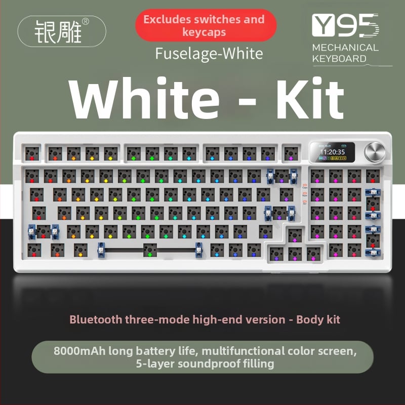 Mechanická klávesnica, 95 kláves, RGB podsvietenie, trojmódové bezdrôtové pripojenie, Gasket Kit, PBT krytky kláves