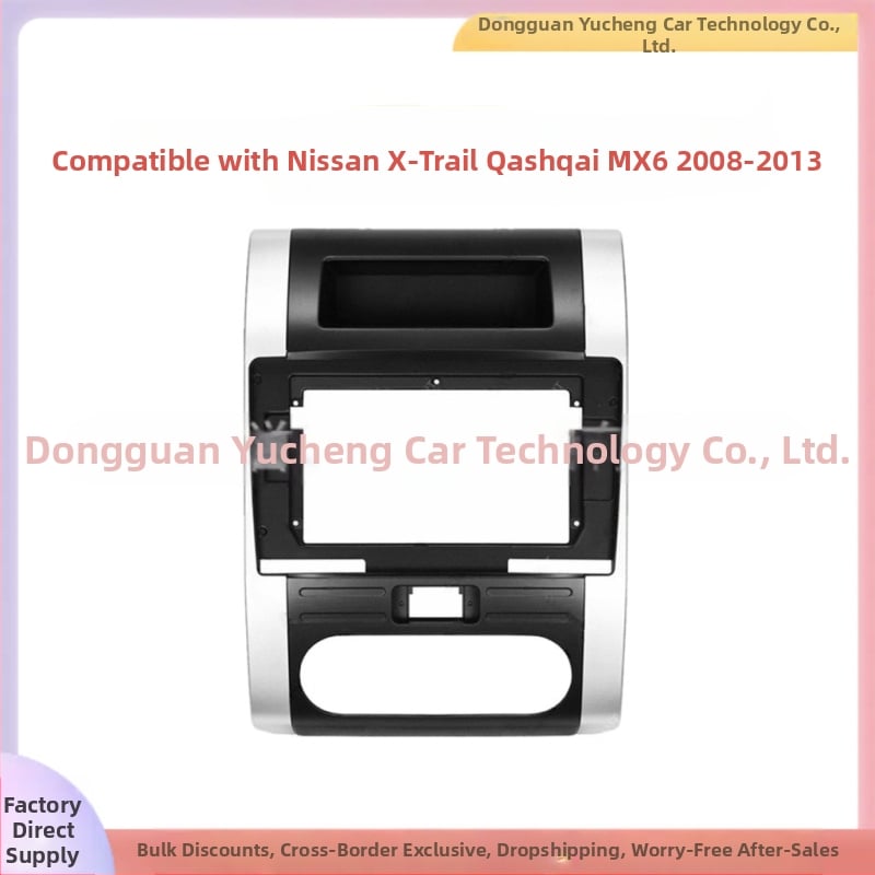 Panel rámovej tváre pre navigačné DVD v aute Nissan X-Trail/Qashqai MX6 – ABS+PC; hmotnosť 1 kg; kompatibilné roky 2008–2013
