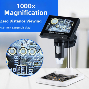 DM4 elektronmikroskops ar 10x okularu, 100x objektīvu un 1000x kopējo palielinājumu