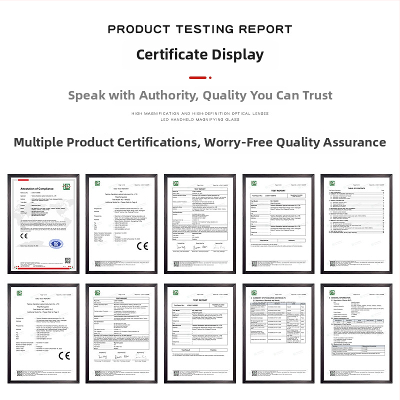 Ručná lupa s dvojitým osvetlením a HD zväčšením pre čítanie, vhodná pre starších a študentov — BITE