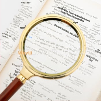 Μεγεθυντικός φακός χειρός με ξύλινο κοντάκι, χειροκίνητος, 10x μεγέθυνση, υψηλής ευκρίνειας οπτικά για ανάγνωση