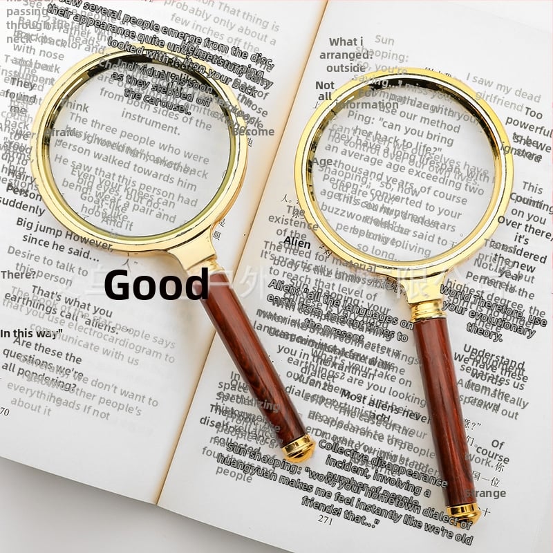 Μεγεθυντικός φακός χειρός με ξύλινο κοντάκι, χειροκίνητος, 10x μεγέθυνση, υψηλής ευκρίνειας οπτικά για ανάγνωση