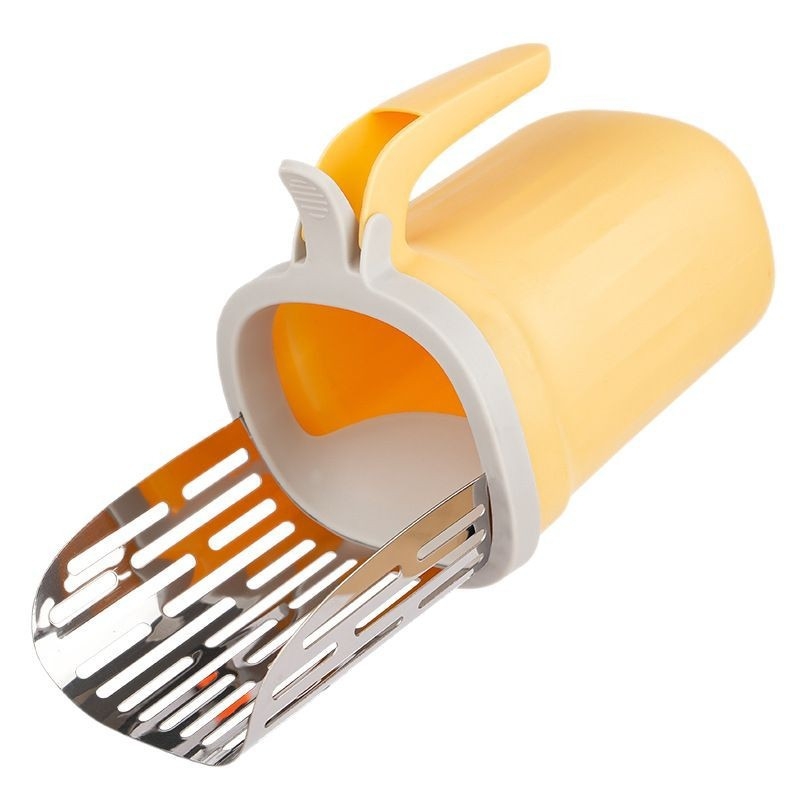 Metalna lopatica za mačji stelj All-In-One s ugrađenim alatom za čišćenje vrećica, odvojiva, velika kapacitet, marka JN