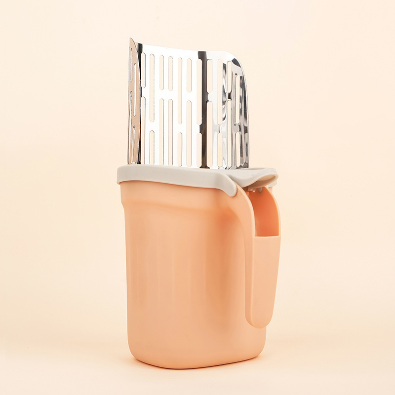 Metalna lopatica za mačji stelj All-In-One s ugrađenim alatom za čišćenje vrećica, odvojiva, velika kapacitet, marka JN