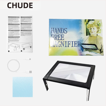 Viacúčelová lupa na stolné a na nosenie na krk, 12 LED, 3× zväčšenie, pre starších čitateľov