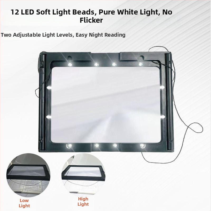 Viacúčelová lupa na stolné a na nosenie na krk, 12 LED, 3× zväčšenie, pre starších čitateľov