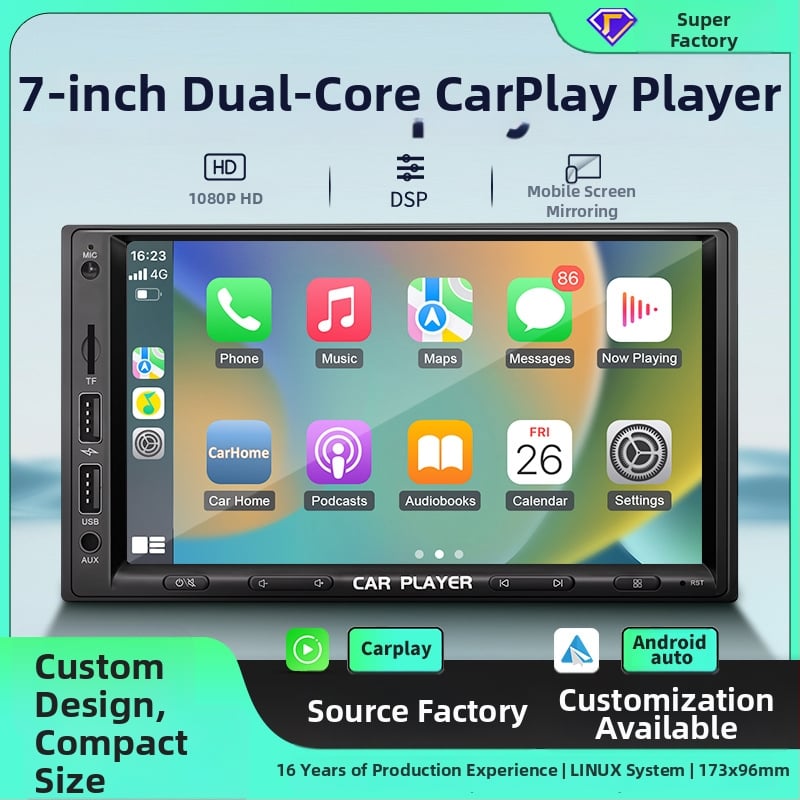 Bevielė CarPlay MP5 grotuvas su Bluetooth | Modelis TH7255 | 2GB talpa | SD kortelės palaikymas | Individualizuota apdorojimas