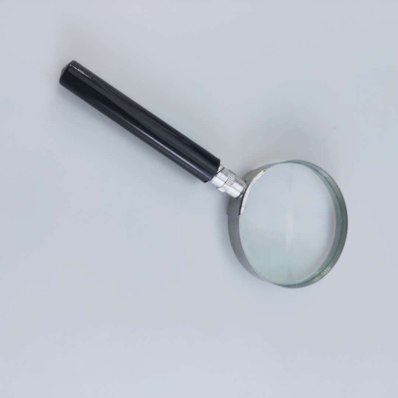 Lupă de citit, manuală, 10x mărire, mâner drept, corp semi-metalic, modelul BJS60 (Fabricat în China)