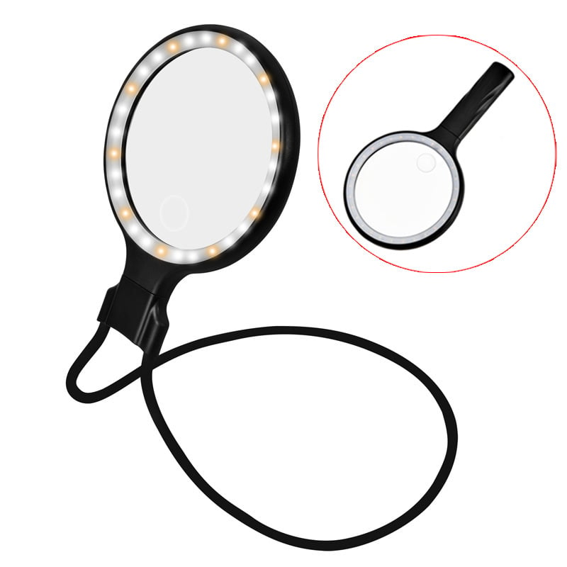 Lupa de mărire cu încărcare USB pentru citire, mărire 5x/10x, iluminare cu 30 LED, pentru purtare la gât, în mână, montată pe cap sau citire pe birou