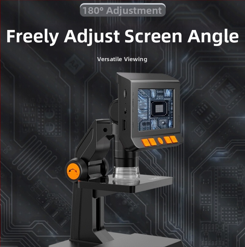 Stacionālais elektroniskais digitālais mikroskops ar iebūvētu displeju (HD, pārnēsājams, palielināšana caur tālruni, rūpniecisks videomikroskops)